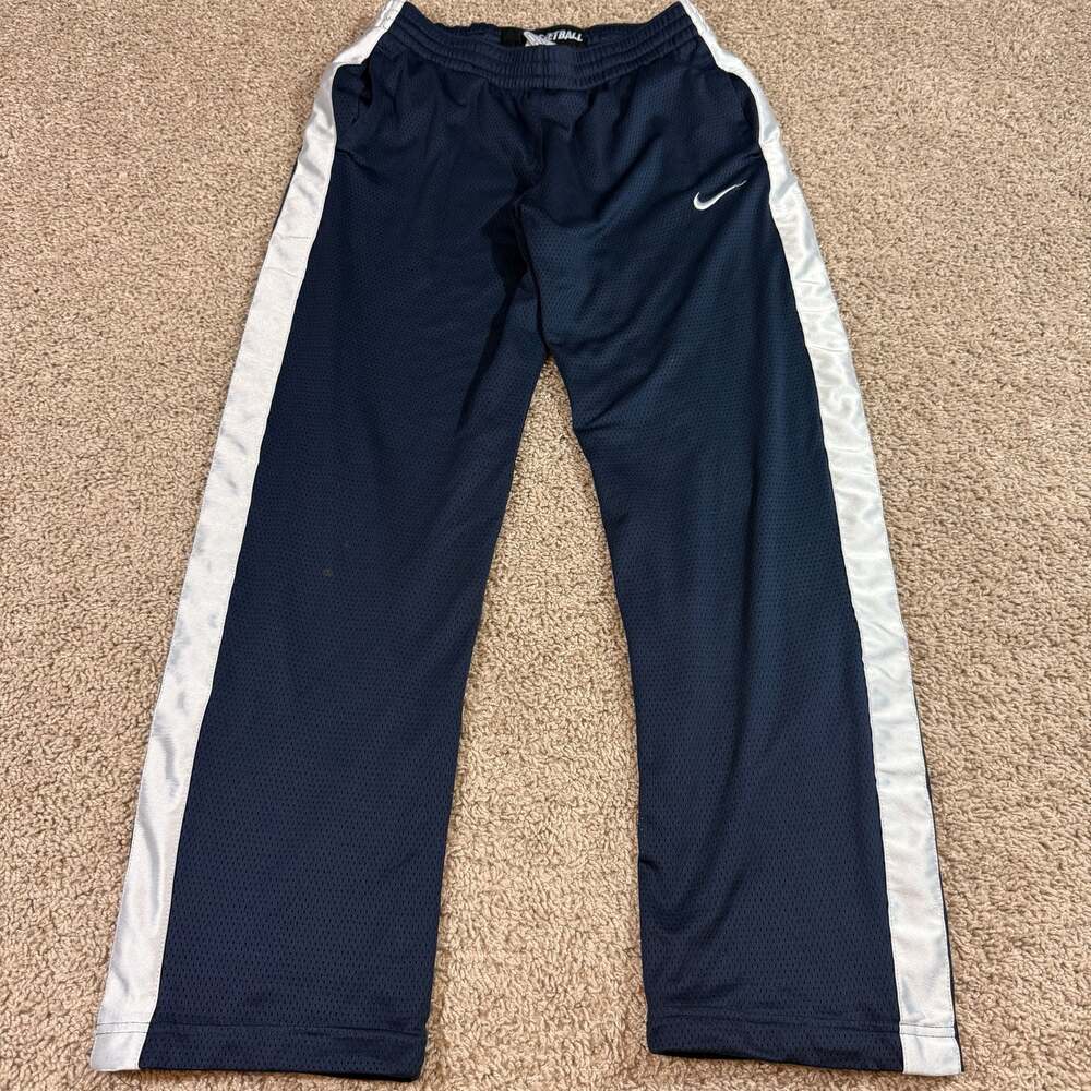 Nike Basketball Warm Up Pants Mens M Navy Blue Mesh Lined Y2K Athletic